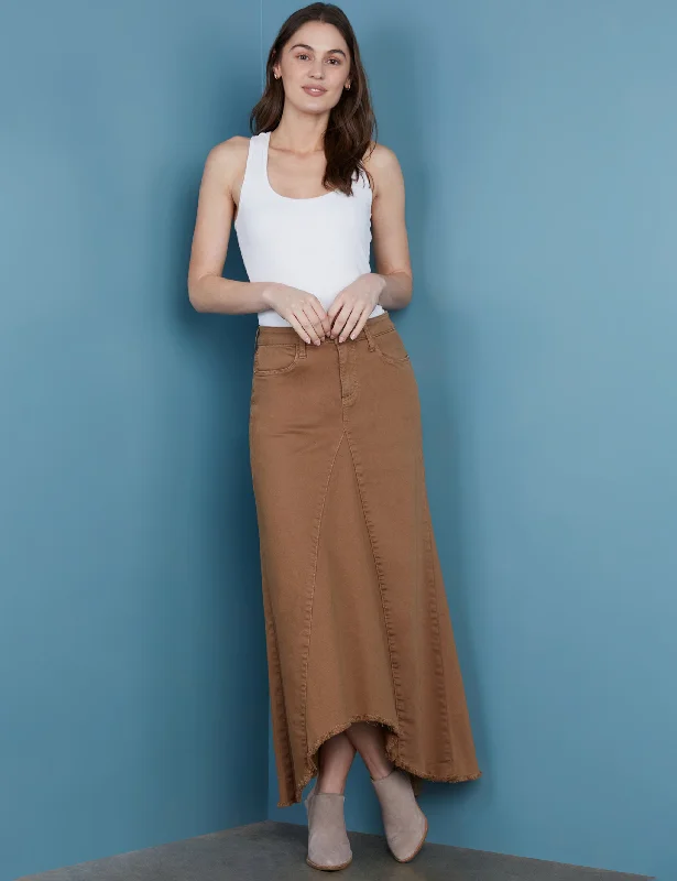 Selma Pieced Denim Maxi Skirt wool skirt thick