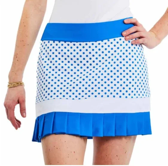 TZU TZU DARBY REGAL DOTTY BLUE-WHITE SKORT 16" silk skirt sleek