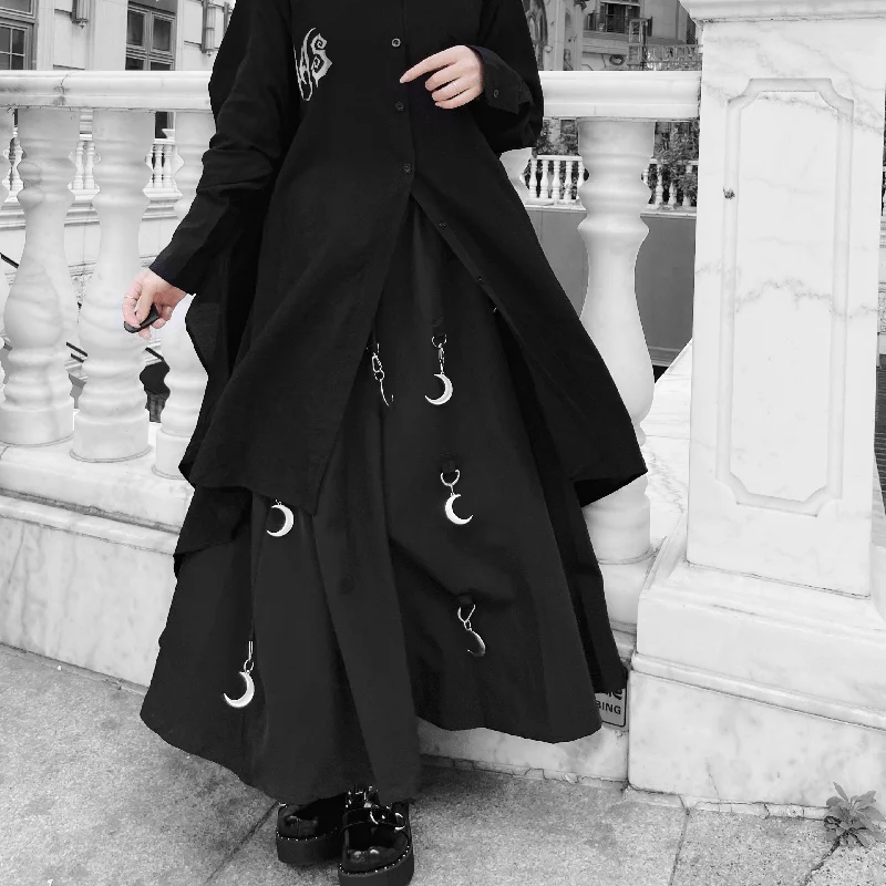 Women's Punk Moon Chain Draped Skirt velvet skirt plush